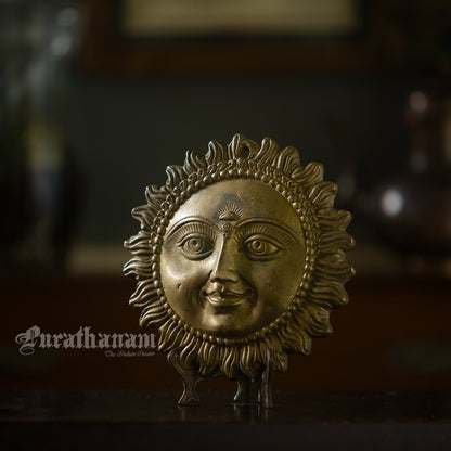 Sun God - Brass sculpture (Wall Hanging)