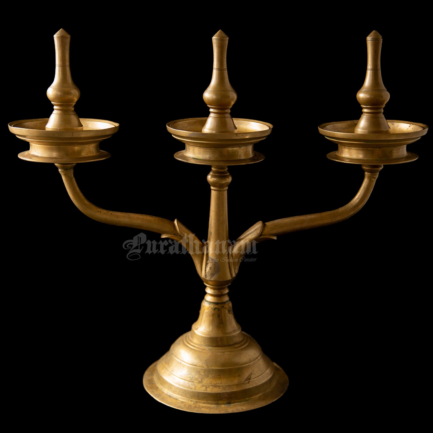 Three Branched oil Lamp/ Kavara Vilakku - Brass