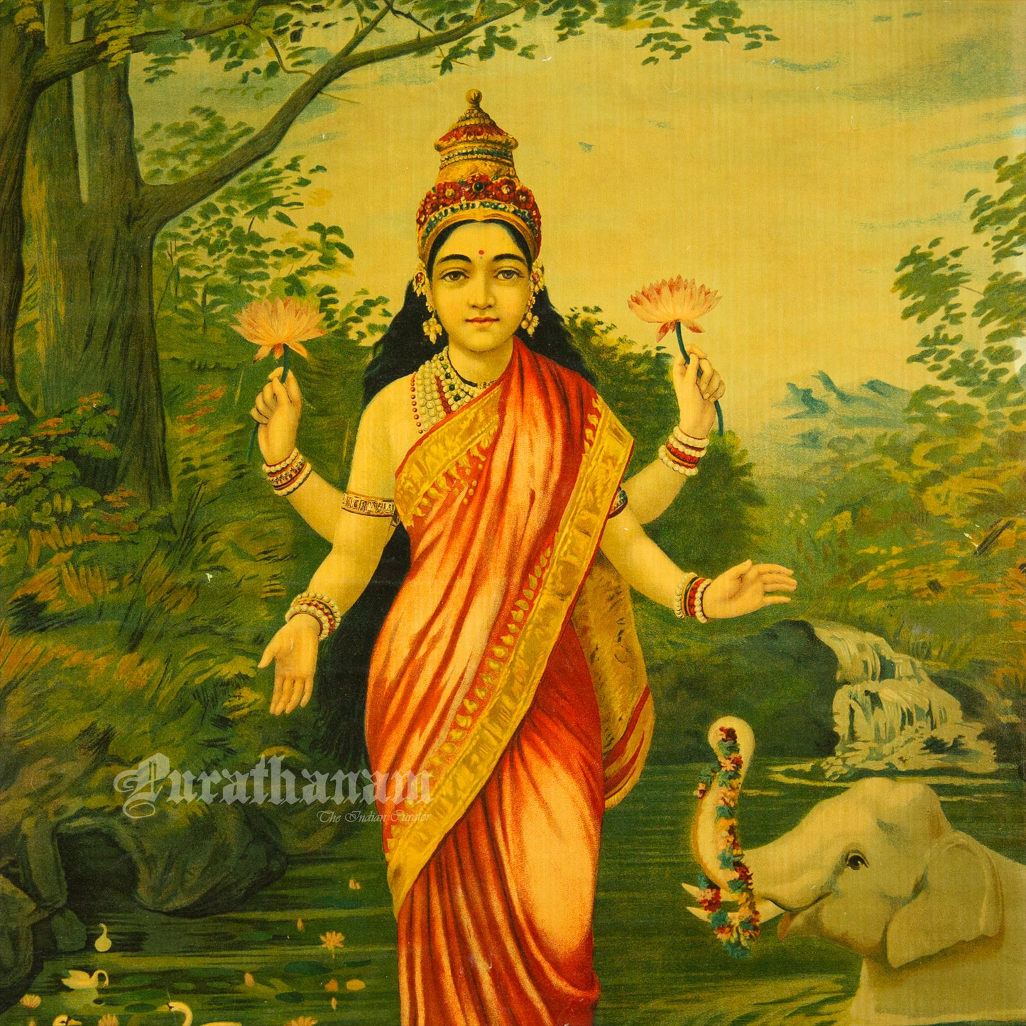 Lakshmi - Oleograph Print (Ravi Varma)