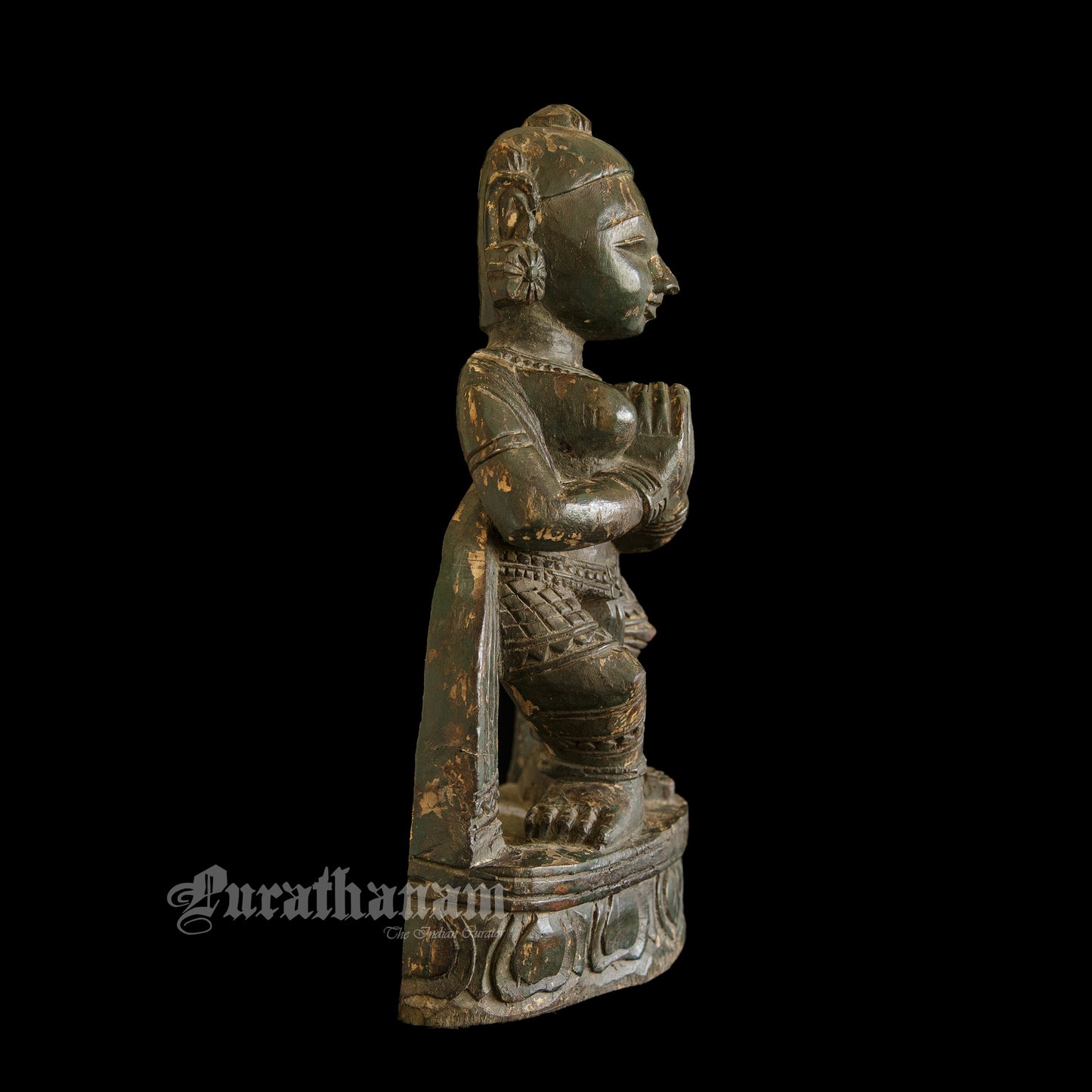 Temple Maiden wooden  sculpture