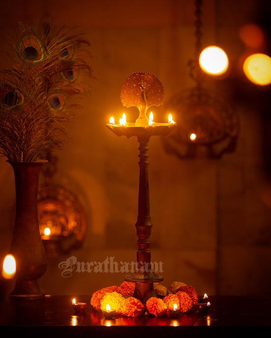 Peacock Kuthuvilakku - Brass (Indian Oil Lamps)