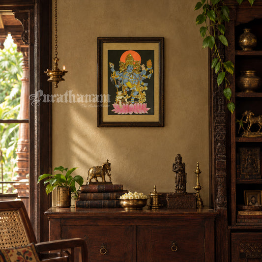 Vishnu Vintage Watercolor Painting (Nathdwara School of Watercolor)