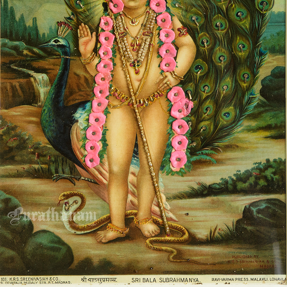 Sri Bala Subrahmanya - Oleograph Print - Embellished