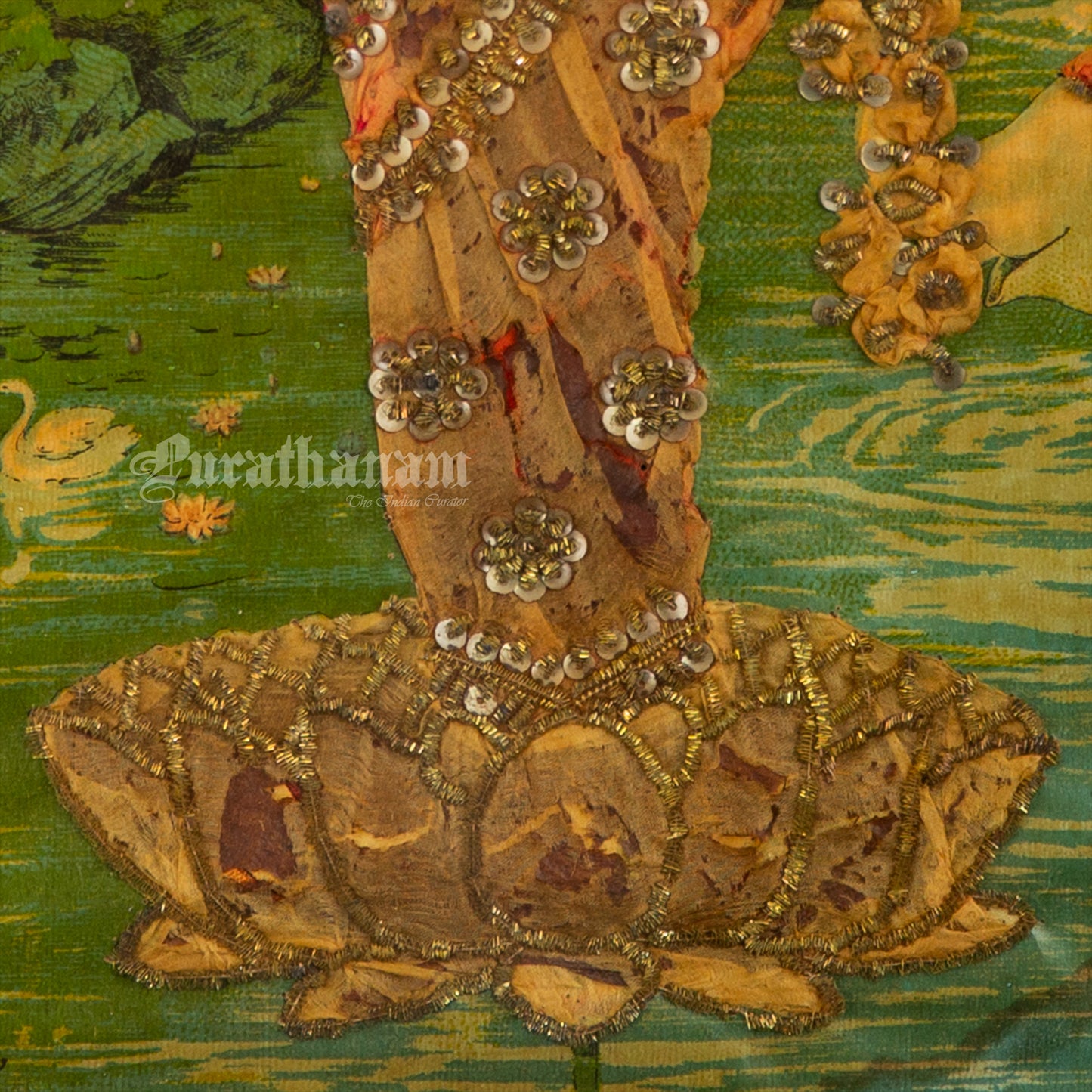 Lakshmi by Ravi Varma - Oleograph Print (Embellished)