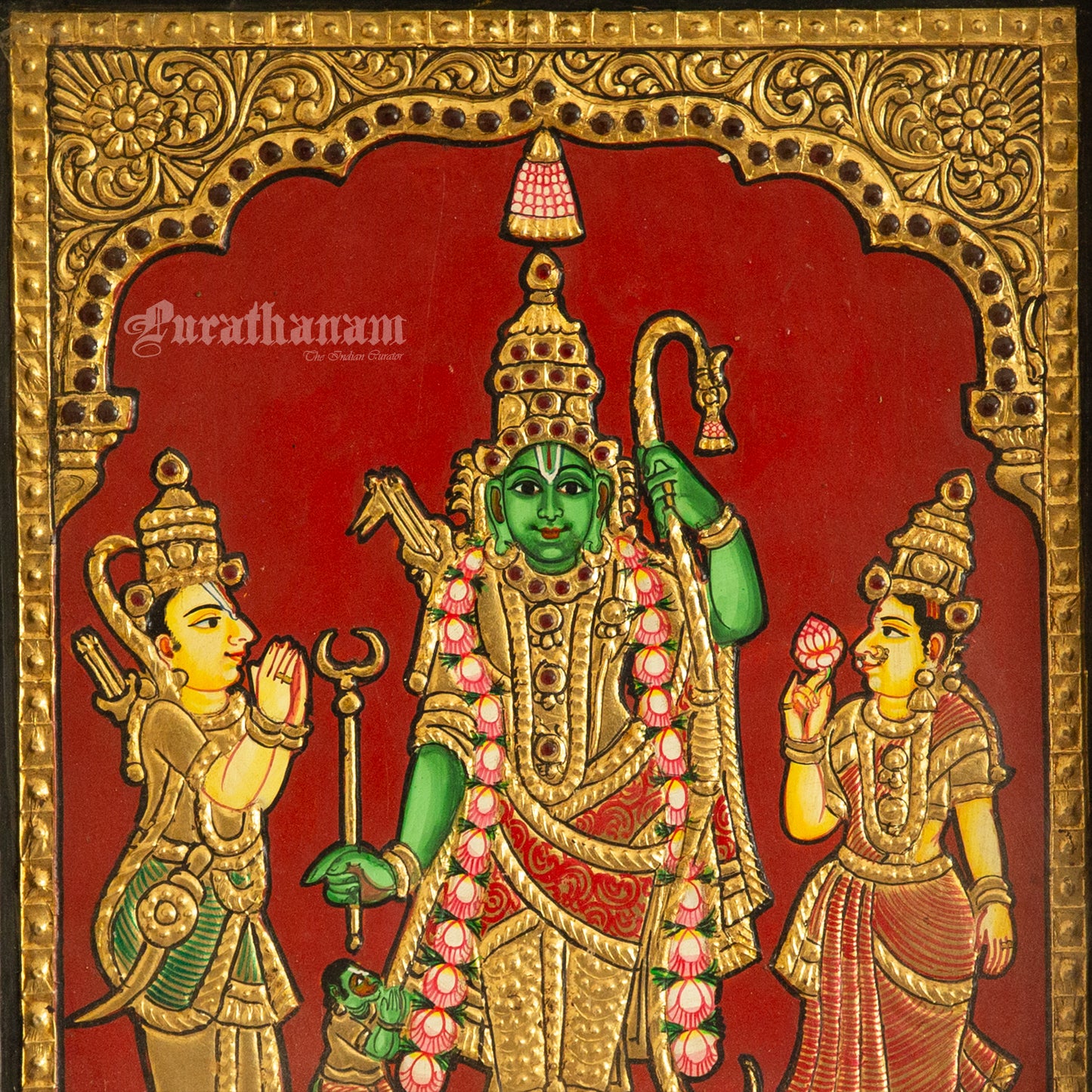 Ram, Lakshmana and Sita - Tanjore Painting