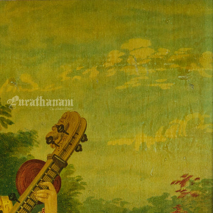 Saraswati by Ravi Varma - Oleograph Print