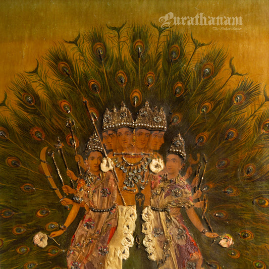Shri Shanmukha Subramaniaswami by Ravi Varma- Embellished Oleograph Print