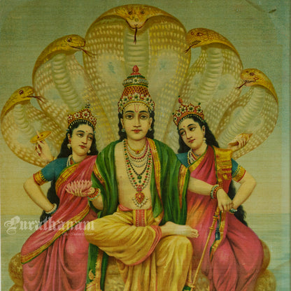 Shesh Narayan by Ravi Varma - Oleograph Print