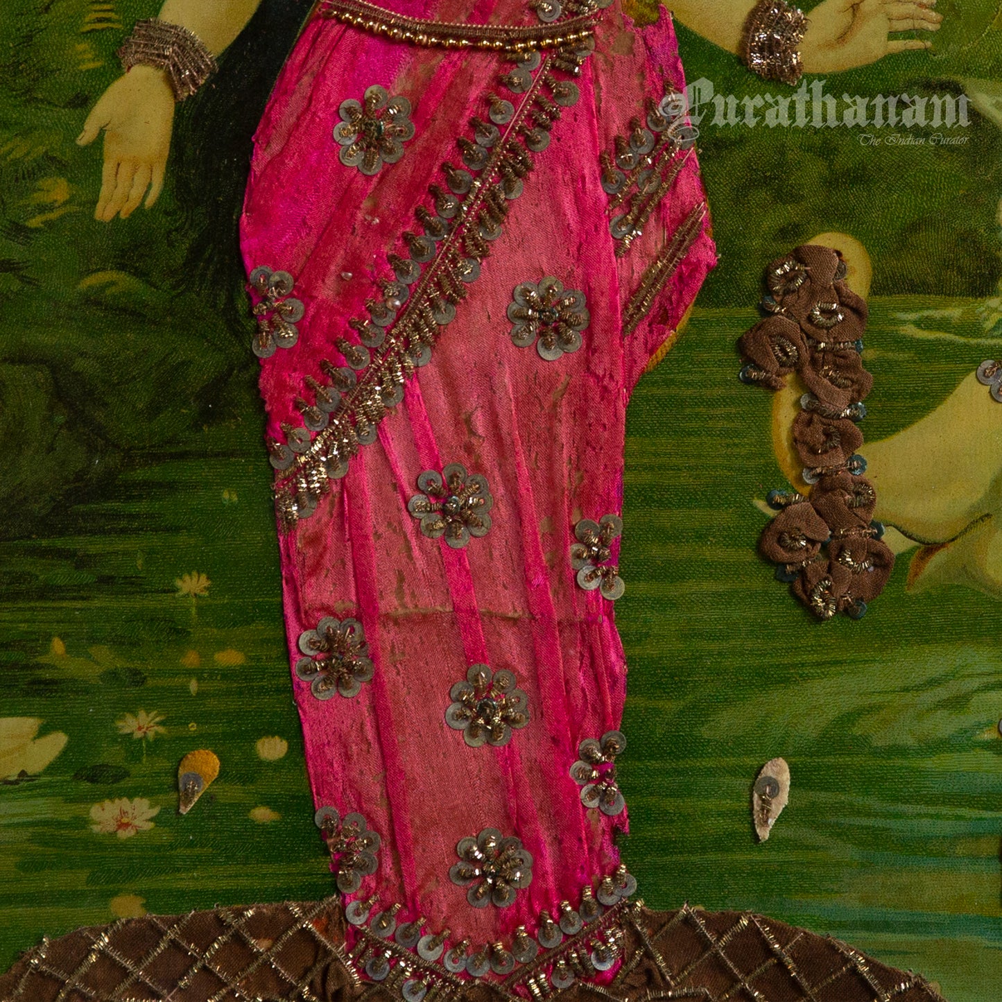 Lakshmi by Ravi Varma - Oleograph Print  - Embellished
