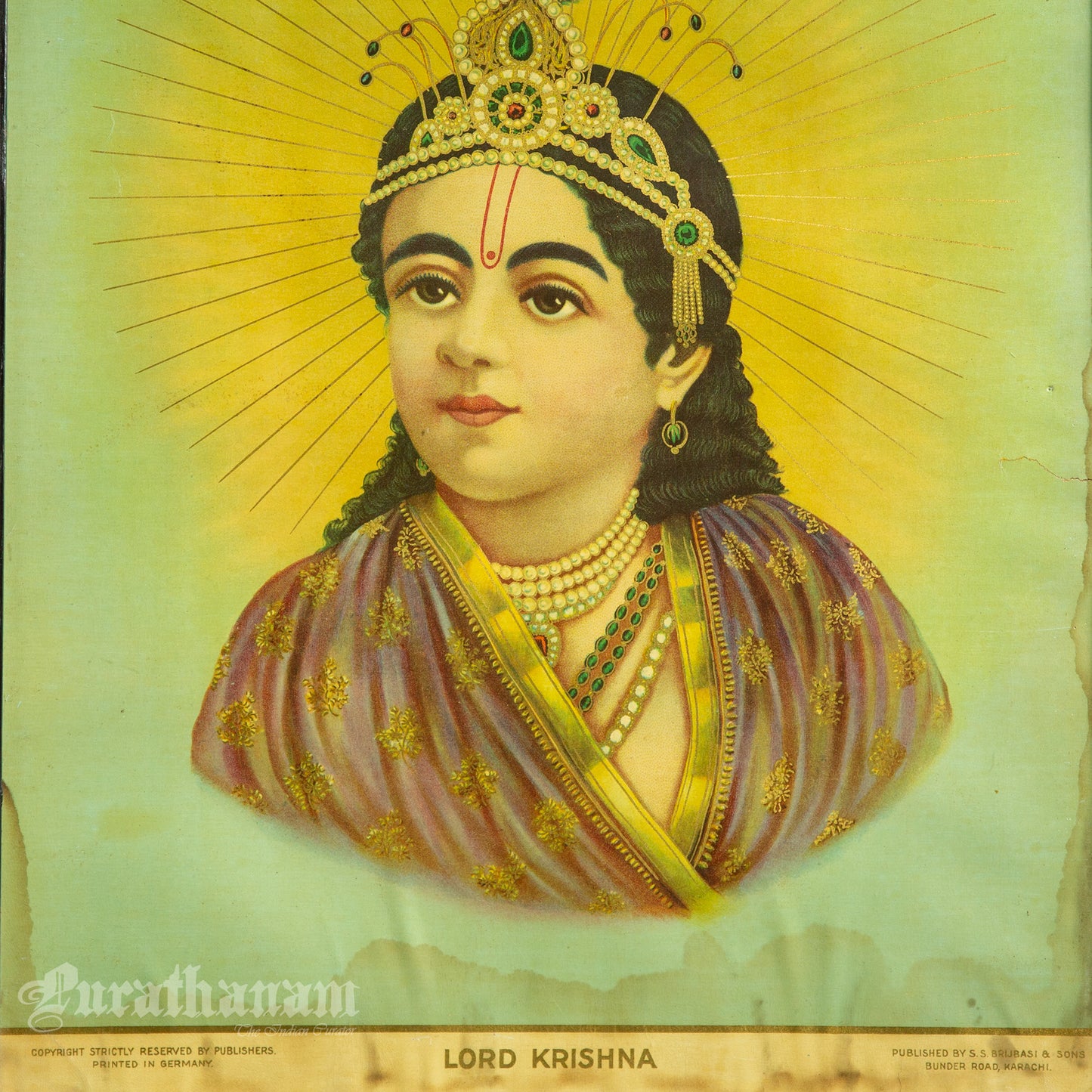 Lord Krishna - Oleograph Print (German Print)