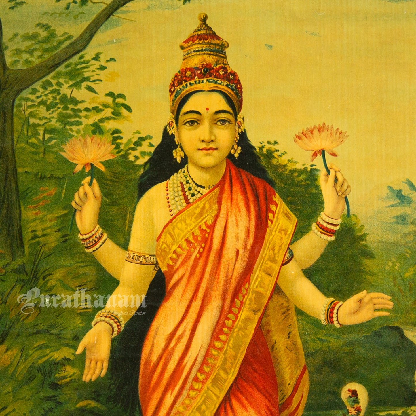 Lakshmi - Oleograph Print (Ravi Varma)