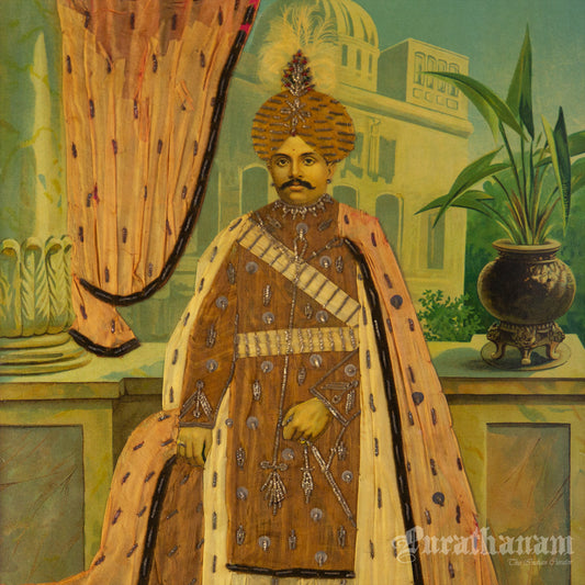 Maharaja of Mysore by Ravi Varma - Oleograph Print Embellished