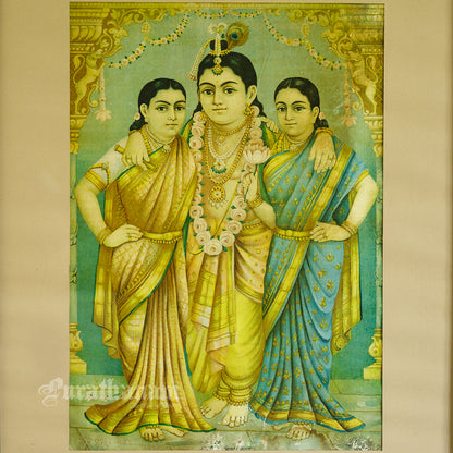 Sree Radha Rukhmini Krishna by C. G. Ramanujam - Oleograph Print