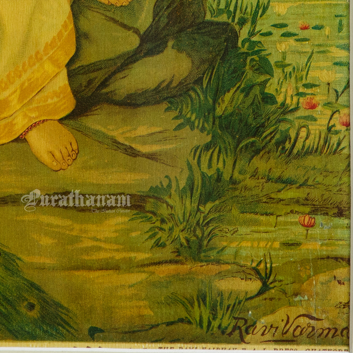 Saraswati by Ravi Varma - Oleograph Print
