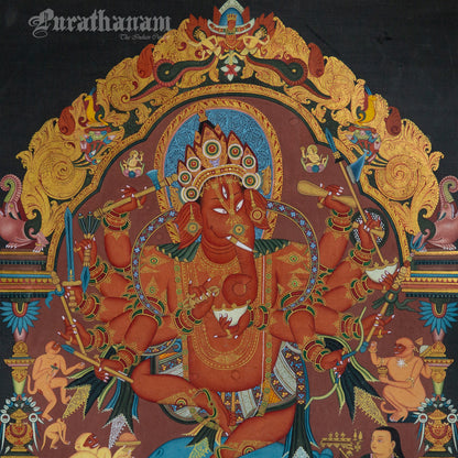 12-Armed Maha Rakta Ganapati - Tibetan thangka Art