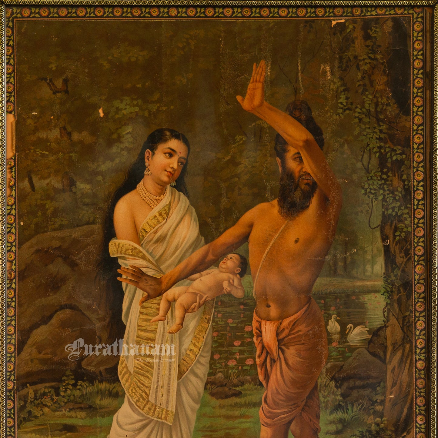 The birth of Shakuntala by Ravi Varma - Lithograph Print -  Ravi Varma FAL Press