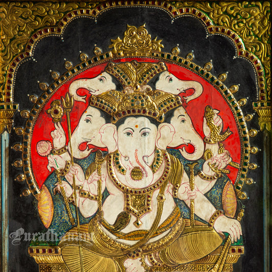 Panchamukha Vinayaga - Tanjore Painting