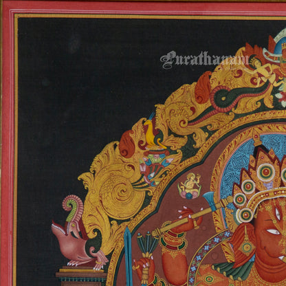 12-Armed Maha Rakta Ganapati - Tibetan thangka Art