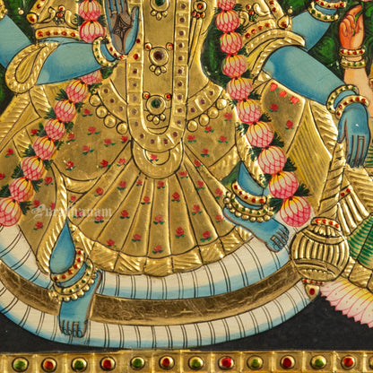 Vishnu Sridevi Bhudevi - Tanjore Painting