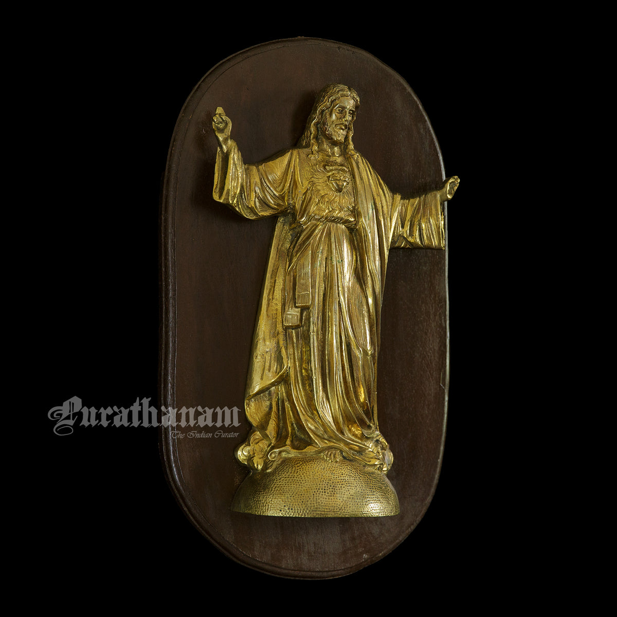Sacred Heart of Jesus Wall Plaque - Teak Wood Mount