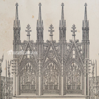 Medieval Architecture & Art-Marbourg - Plate 8 (Perspective elevation of high alter) -Steel Engraving
