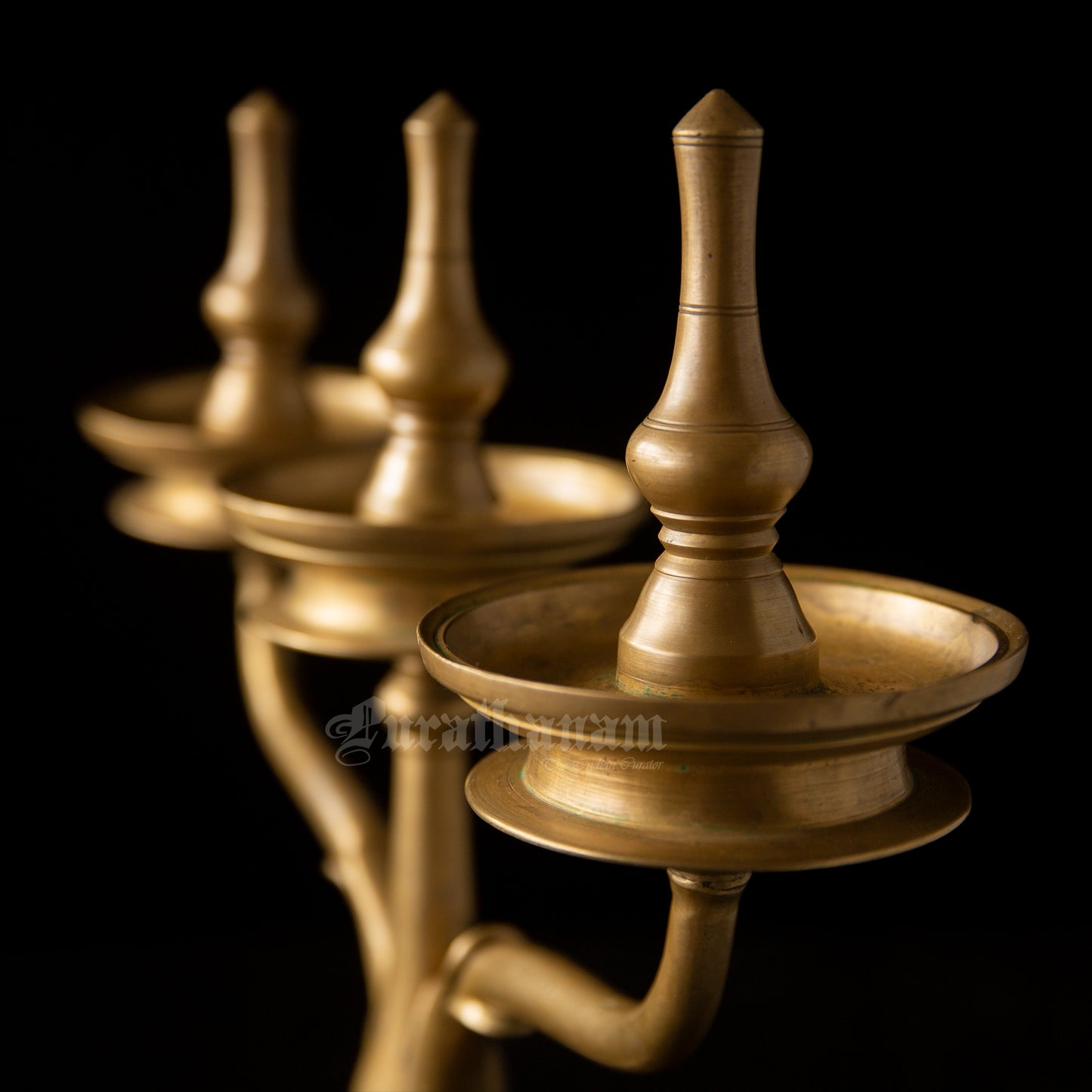 Three Branched oil Lamp/ Kavara Vilakku - Brass