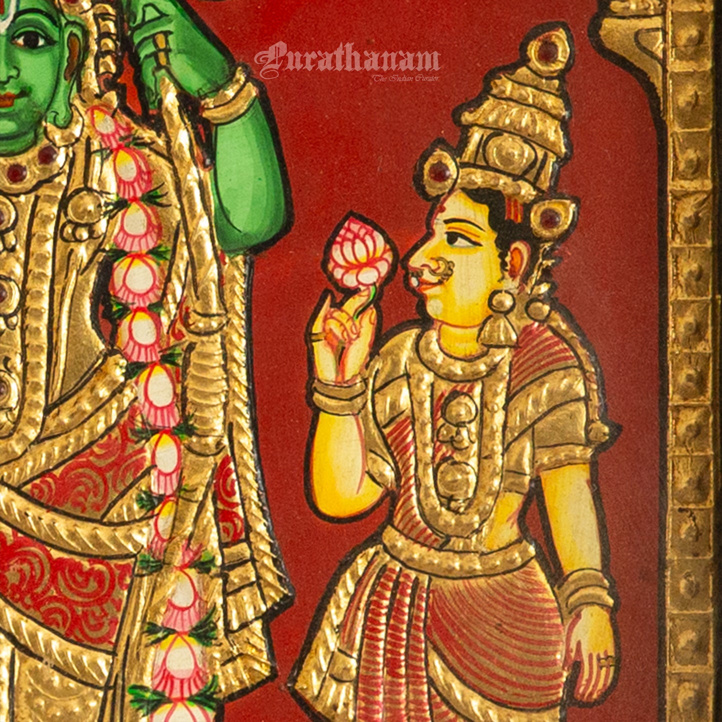 Ram, Lakshmana and Sita - Tanjore Painting