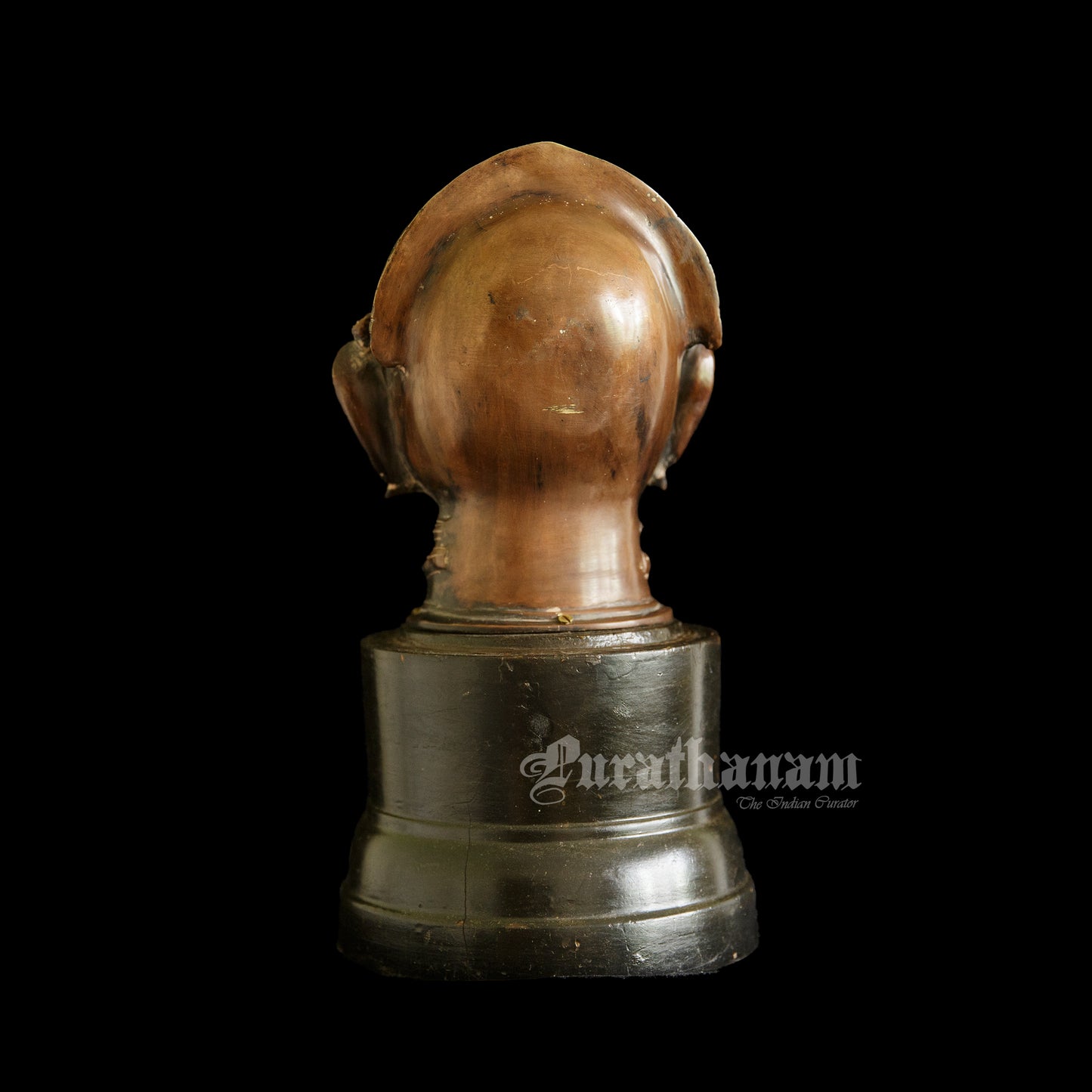 Gauri Head with Wooden Pedestal - Brass