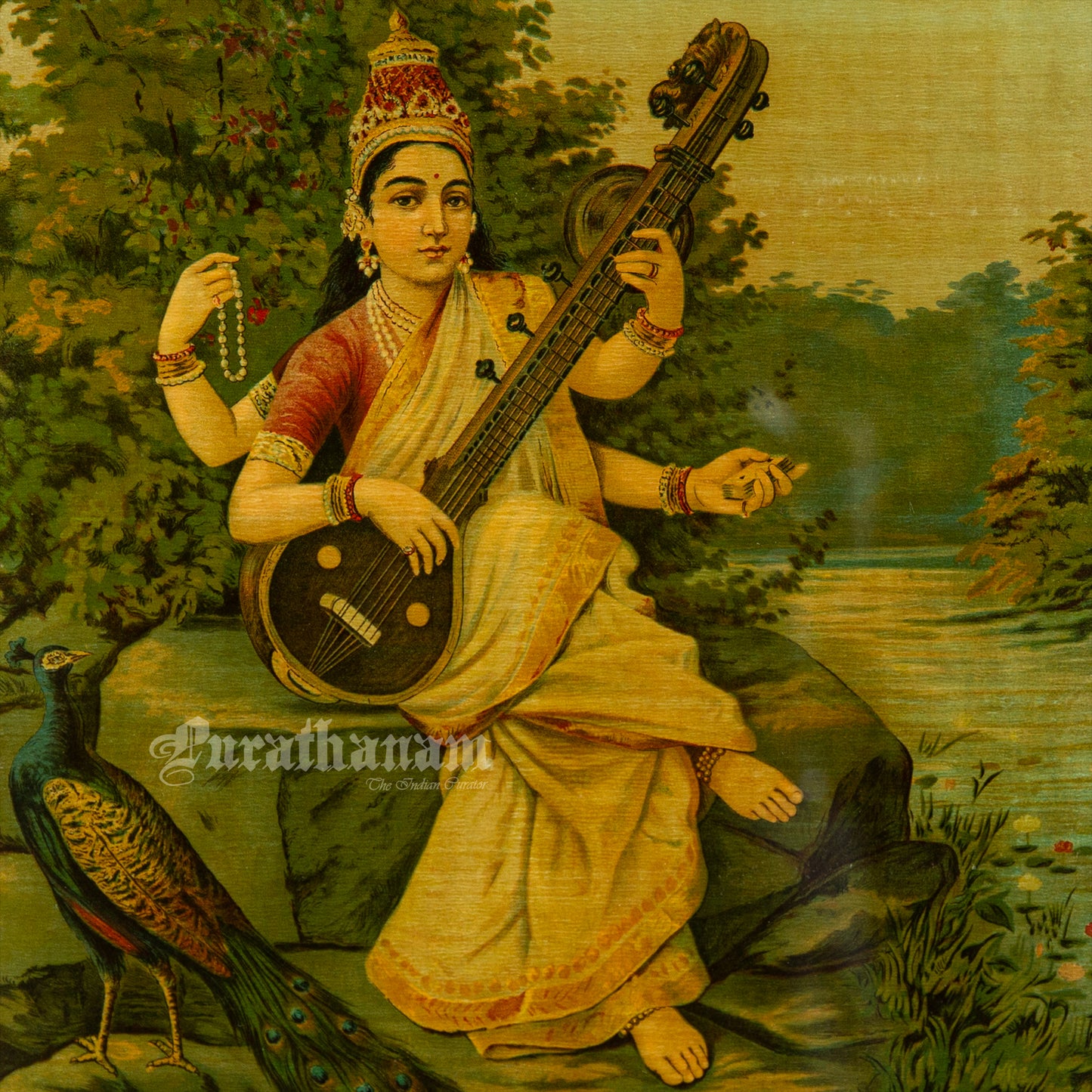 Saraswati - Oleograph Print (Ravi Varma)