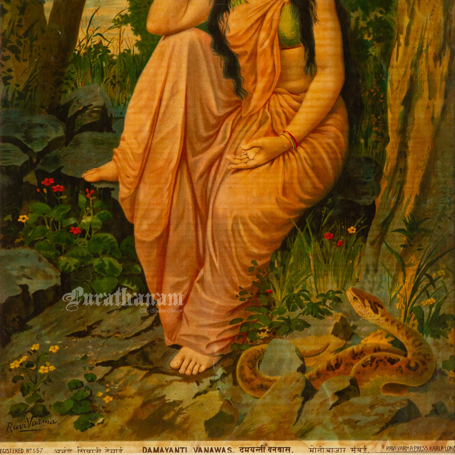 Damayanti by Ravi Varma - Oleograph Print