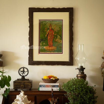 Lakshmi by Ravi Varma - Oleograph Print - Embellished