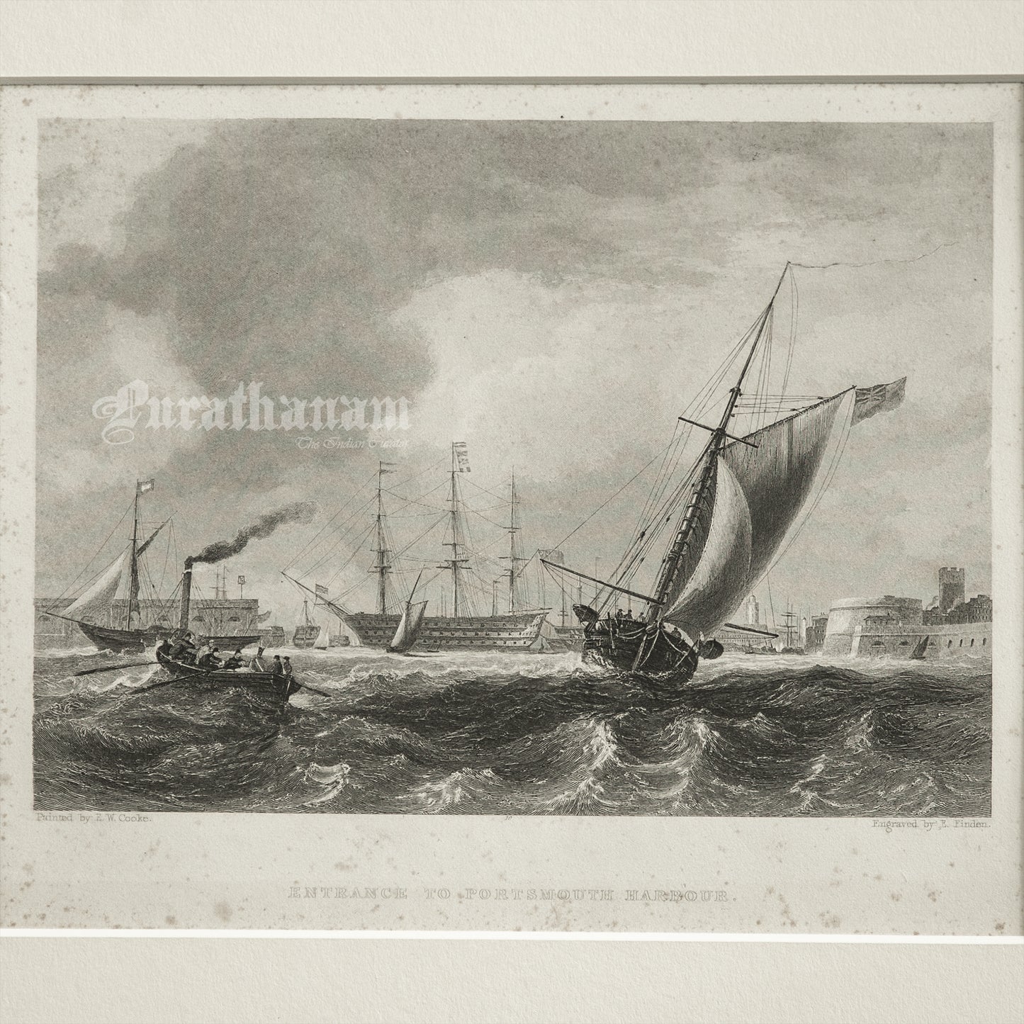 Entrance to Portsmouth Harbour  -Steel Engraving