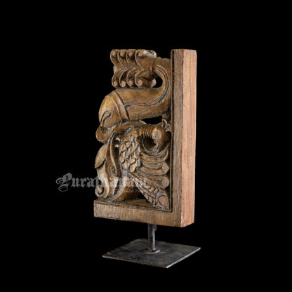 Annapakshi and Makara Antique Teak Wood Temple Corbel