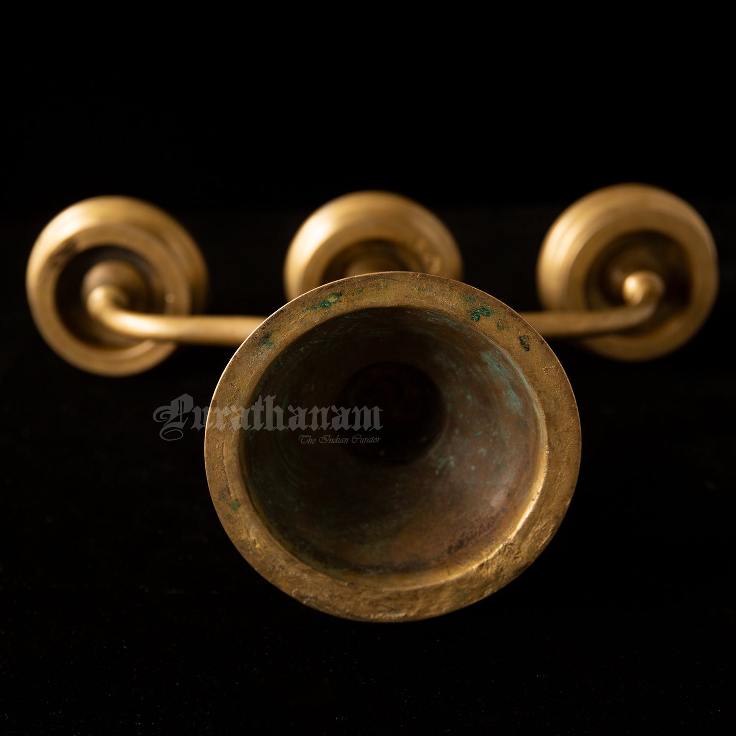 Three Branched oil Lamp/ Kavara Vilakku - Brass