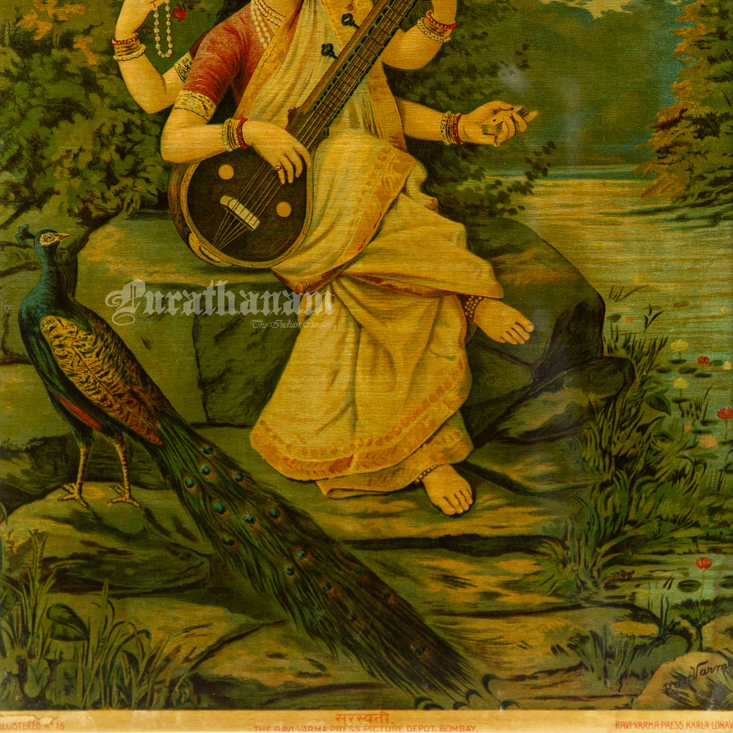 Saraswati - Oleograph Print (Ravi Varma)