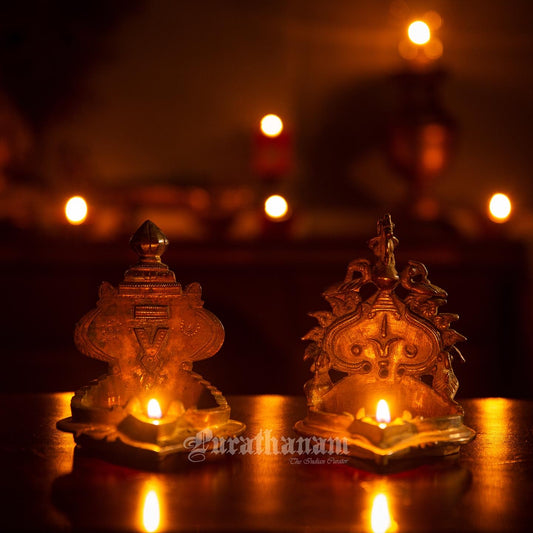 Vishnu Lakshmi Votive Oil Lamp - Brass