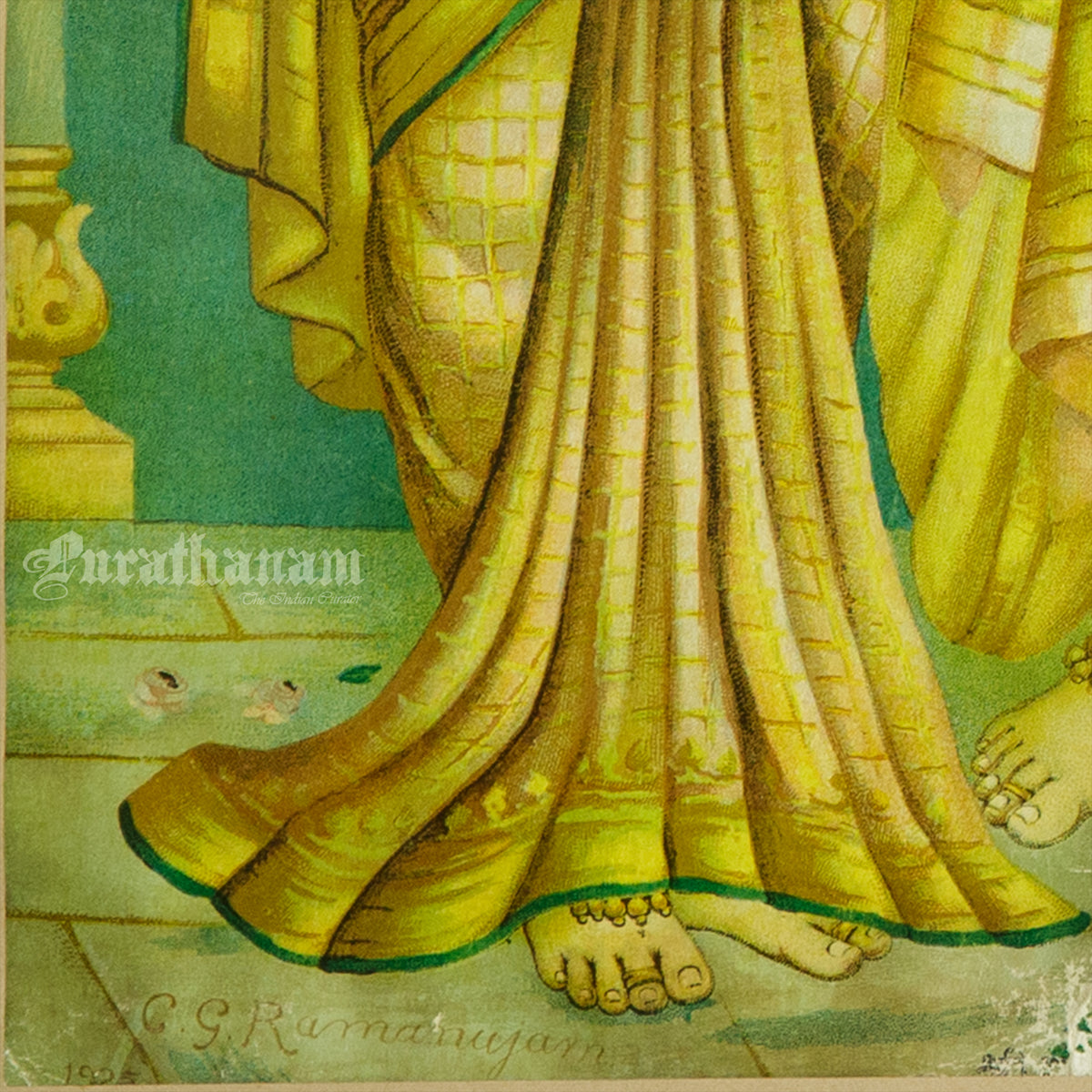 Sree Radha Rukhmini Krishna by C. G. Ramanujam - Oleograph Print