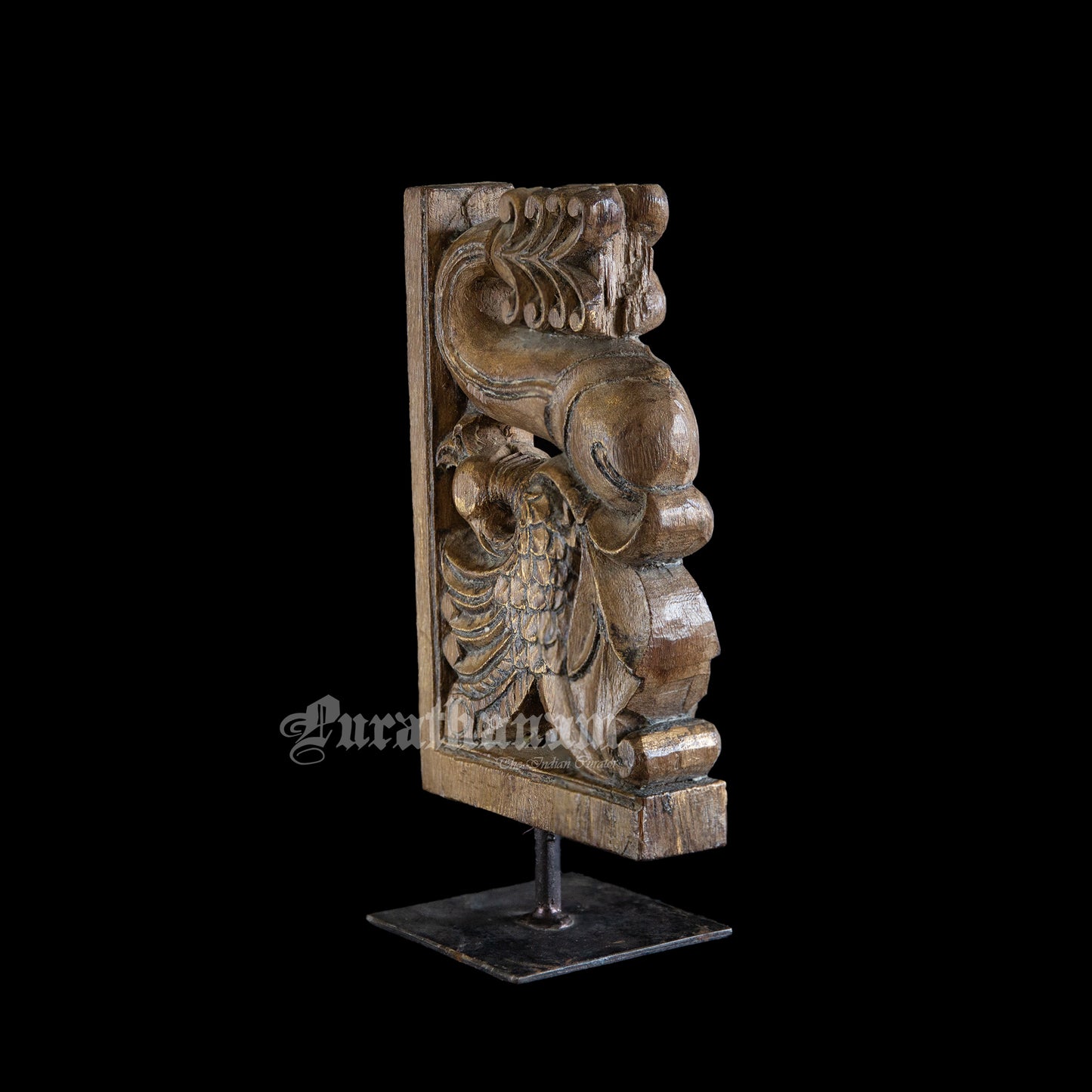Annapakshi and Makara Antique Teak Wood Temple Corbel