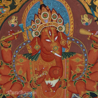 12-Armed Maha Rakta Ganapati - Tibetan thangka Art