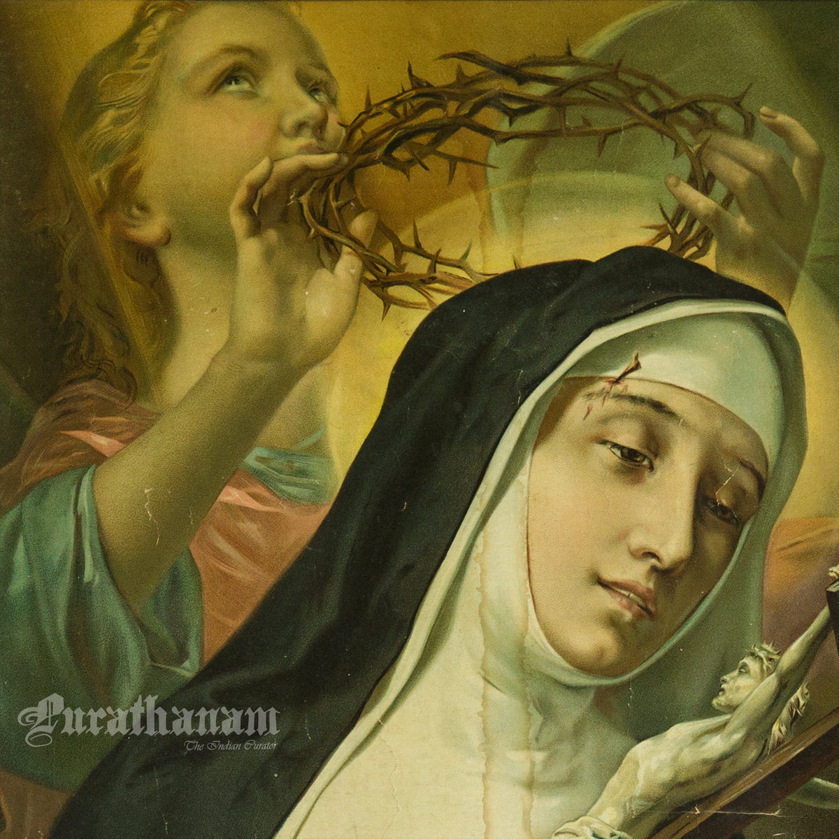 Saint Rita of Cascia - The Mystical Crowning with Thorns (Chromolithograph Print)