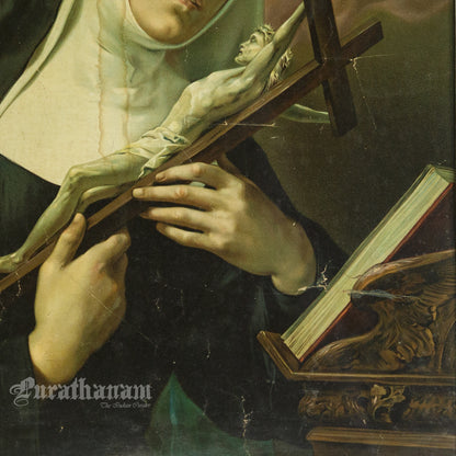 Saint Rita of Cascia - The Mystical Crowning with Thorns (Chromolithograph Print)