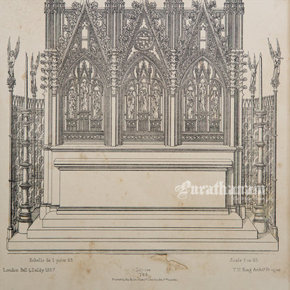 Medieval Architecture & Art-Marbourg - Plate 8 (Perspective elevation of high alter) -Steel Engraving