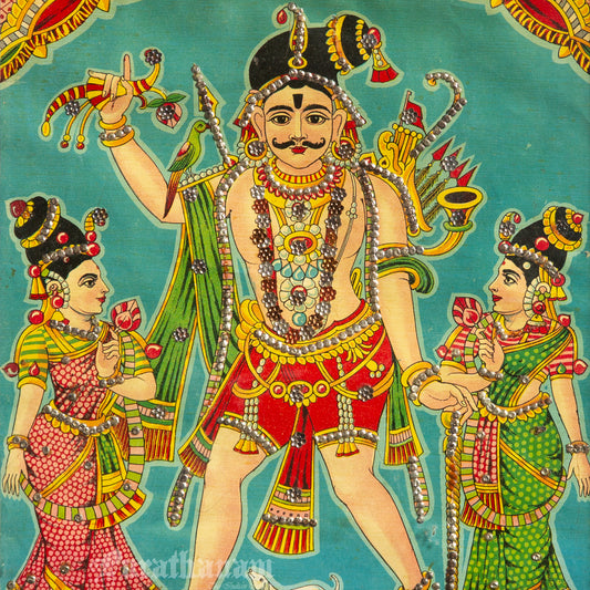 Sree Madurai Veeran - Embellished - Oleograph Print