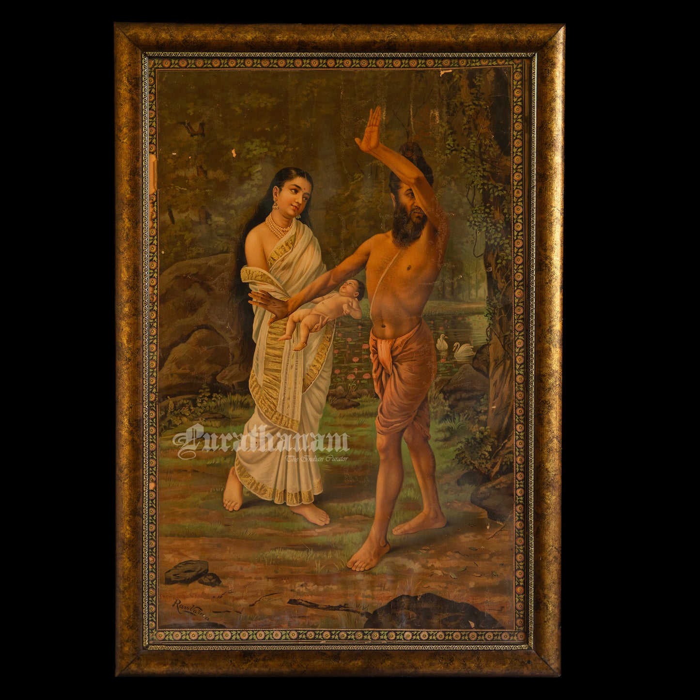 The birth of Shakuntala by Ravi Varma - Lithograph Print -  Ravi Varma FAL Press