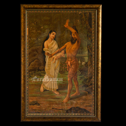 The birth of Shakuntala by Ravi Varma - Lithograph Print -  Ravi Varma FAL Press