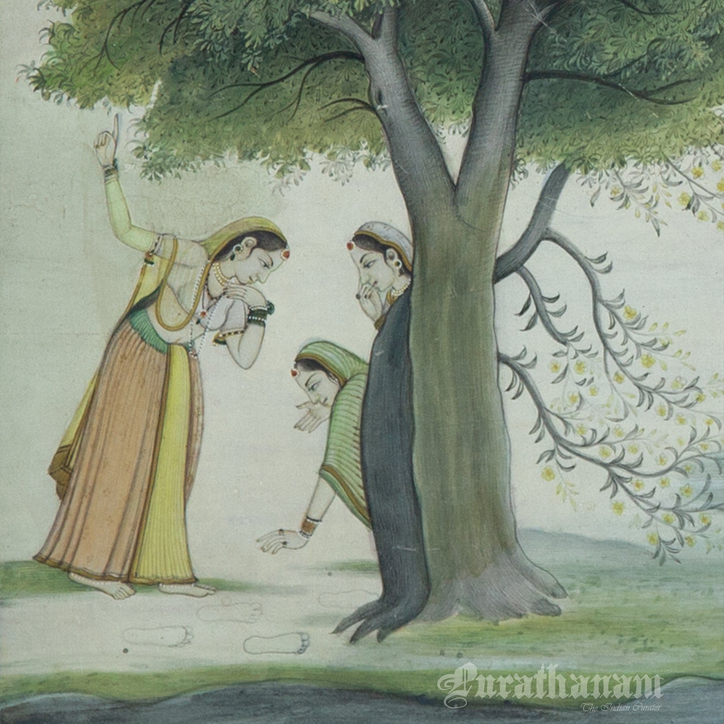 The footsteps of Krishna – Miniature Painting (Watercolor Medium)