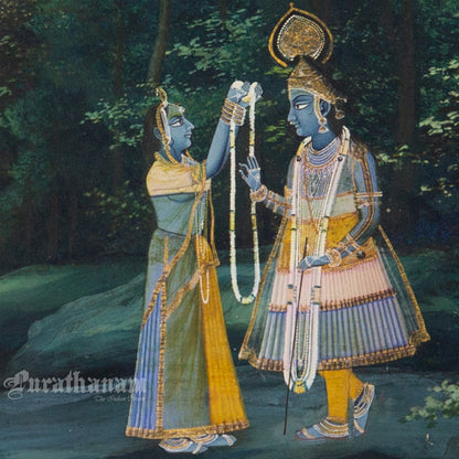 Radha Krishna - Parinay (Sacred bond) watercolor Painting by Khubiram Gopilal