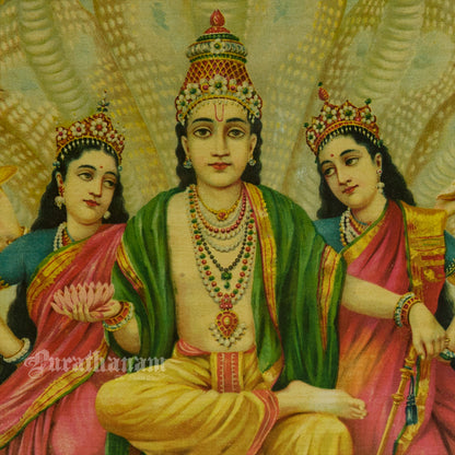 Shesh Narayan by Ravi Varma - Oleograph Print