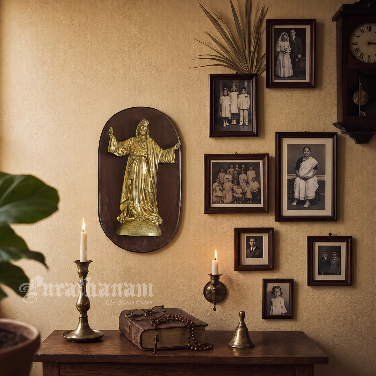 Sacred Heart of Jesus Wall Plaque - Teak Wood Mount