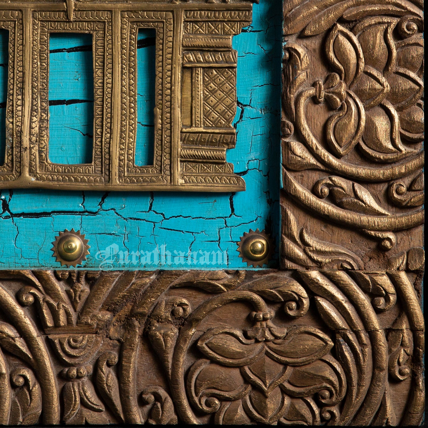 Brass Prabhavali mounted on Antique Wooden Plaque